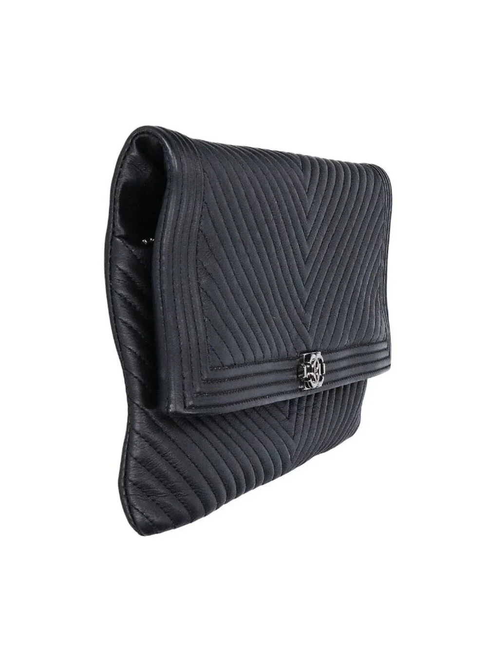 Chanel 21 Lambskin CC Logo Boy Chef Blanc Stitch Clutch Bag